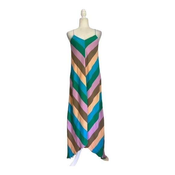 Tibi Julian Chevron Multi Stripe Maxi Slip Dress - Picture 13 of 15